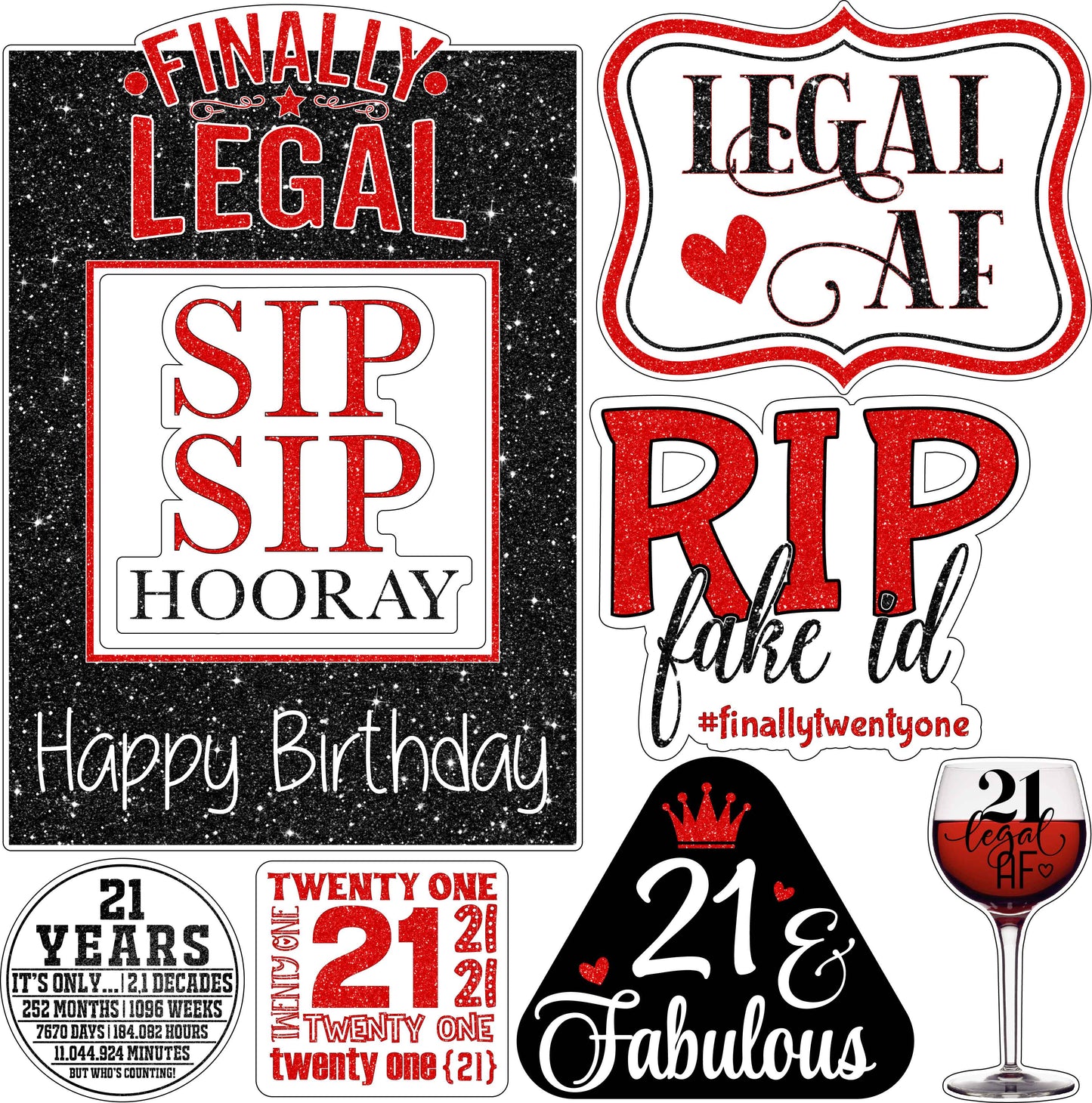 Legally 21 21 St Birthday Theme Half Sheet Misc. (Must Purchase 2 Half sheets - You Can Mix & Match)