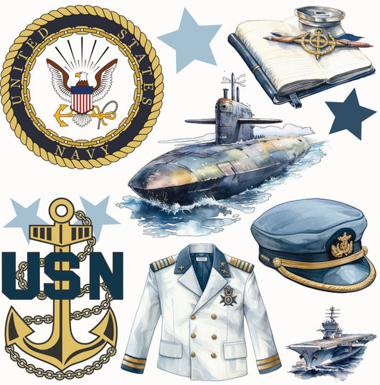 Navy - Military - Half Sheet Misc. (Must Purchase 2 Half sheets - You Can Mix & Match)