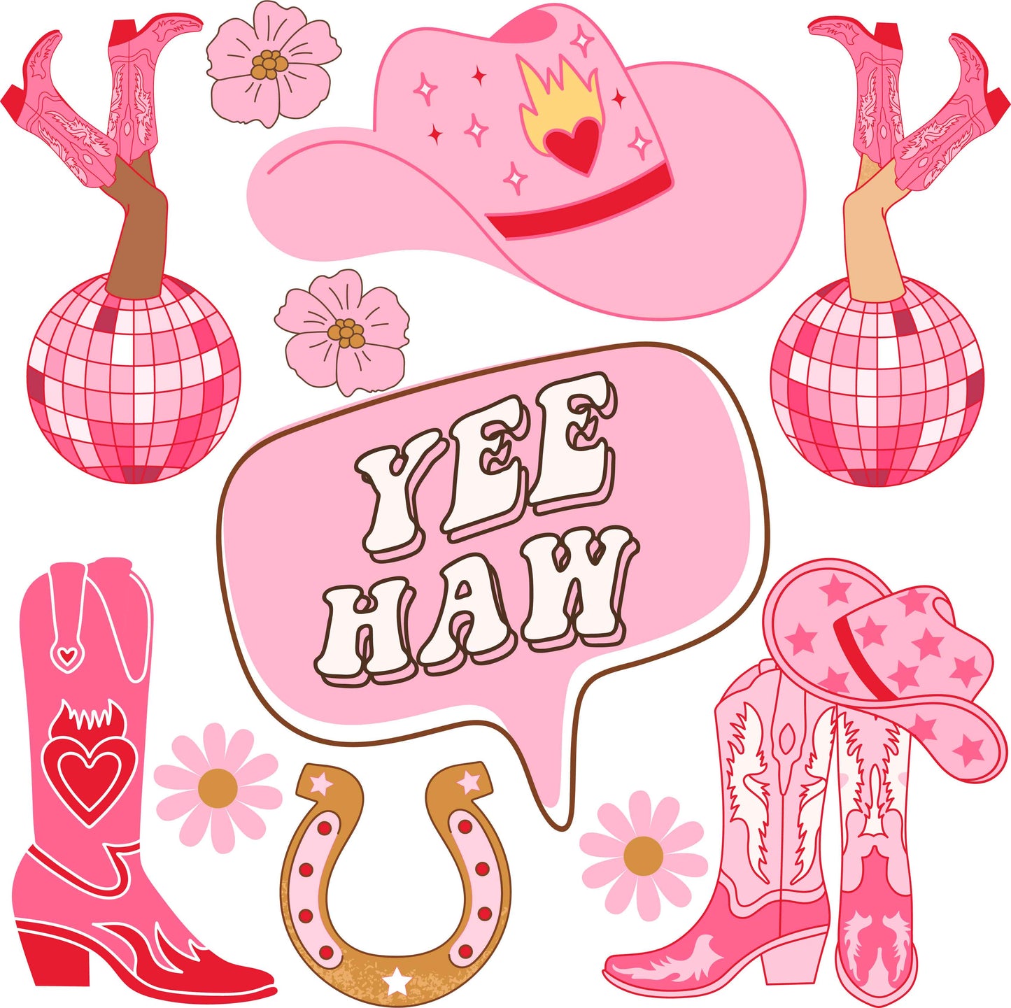 Cowgirl Pink Set 2 Theme Half Sheet Misc. (Must Purchase 2 Half sheets - You Can Mix & Match)