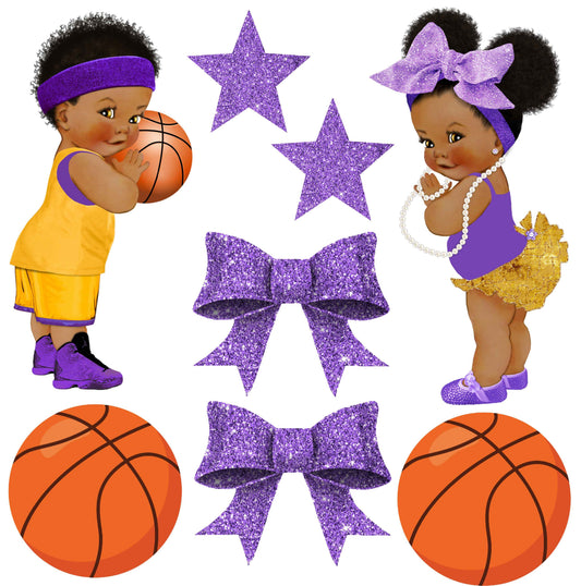 Basketball and Bows Free Throws Gender Reveal Baby Half Sheet