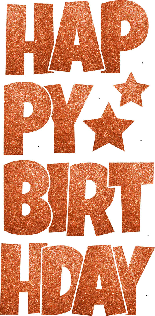Happy Birthday 6 pc Ez Set Bright Glitter Orange