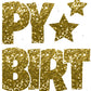 Happy Birthday Ez Set + Anniversary Chunky Glitter Gold 23" Pair
