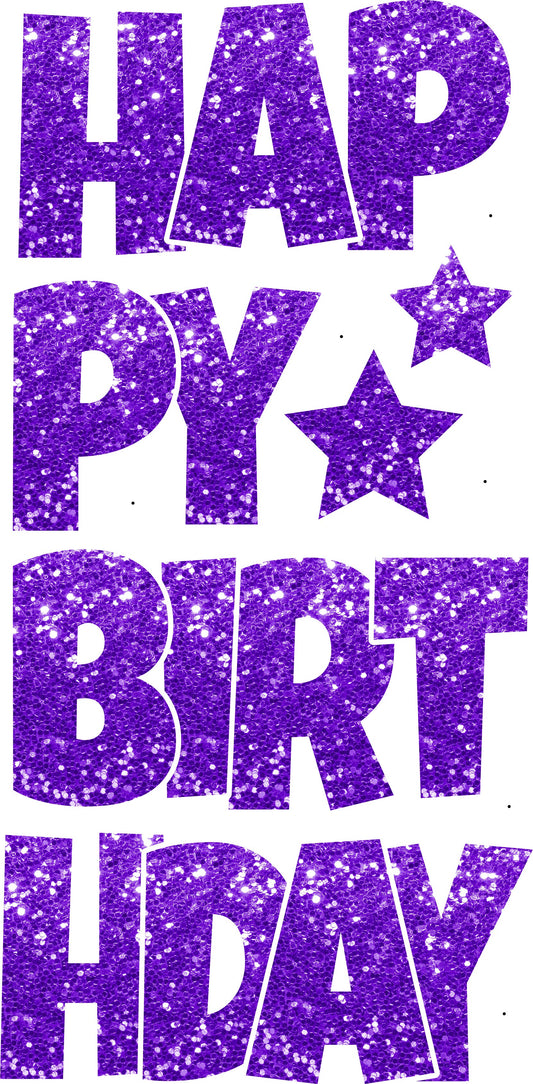 Happy Birthday 6 pc Ez Set CHUNKY GLITTER Pretty Purple