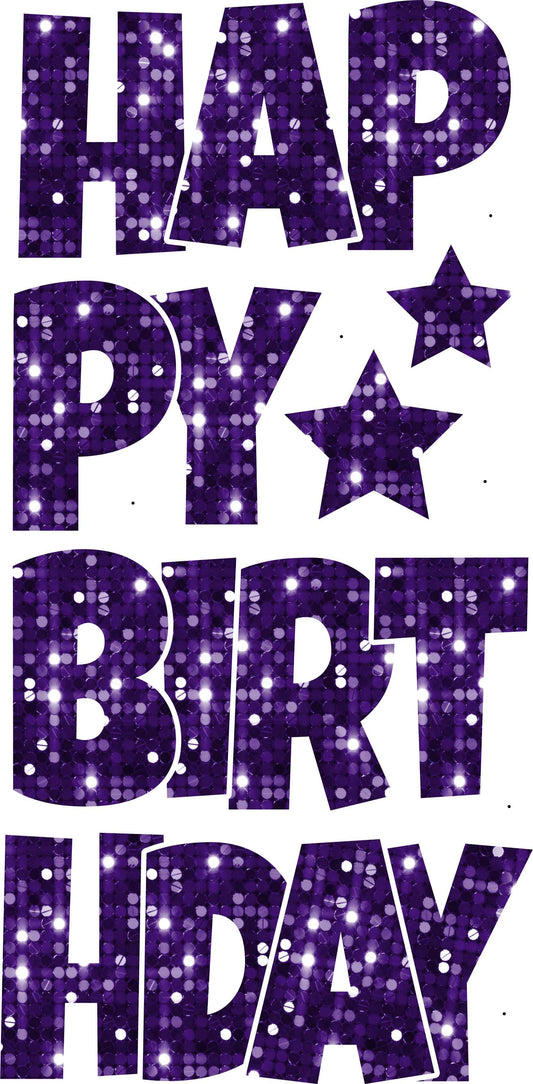 Happy Birthday 6 Pc EZ Set Sparkle Sequins Dark Purple