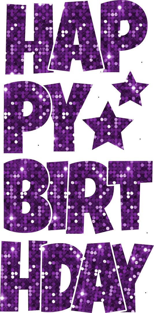 Happy Birthday 6 Pc EZ Set Sparkle Sequins Purple