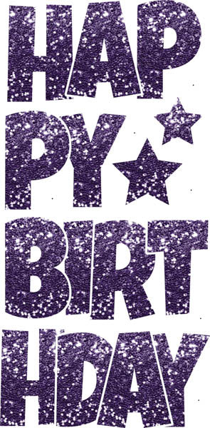 Happy Birthday 6 pc Ez Set CHUNKY GLITTER Dark Purple