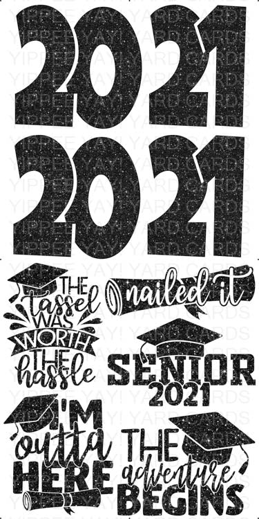 2021 Numbers and Grad Sayings Black Set 2 Combo Sheet