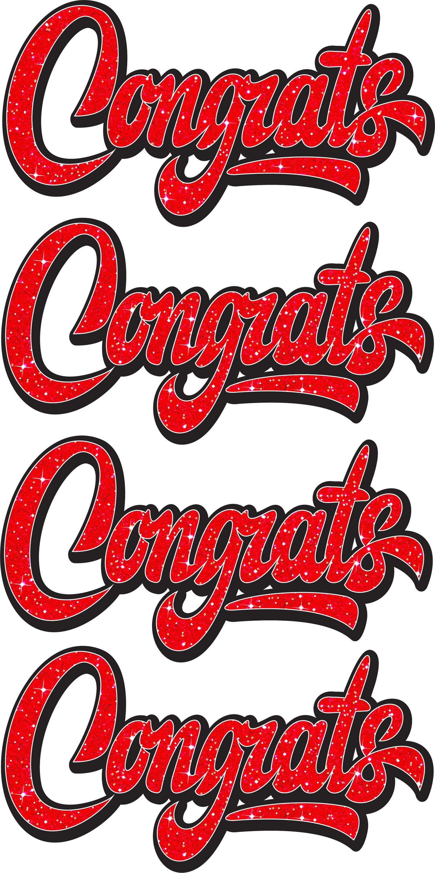 Congrats x 4 on a Sheet Graduation - Sparkly Red Glitter