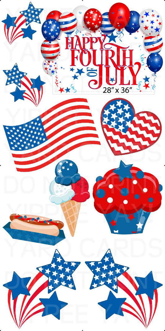 4th Fourth of July Full Sheet Set 2 - Red White and Blue