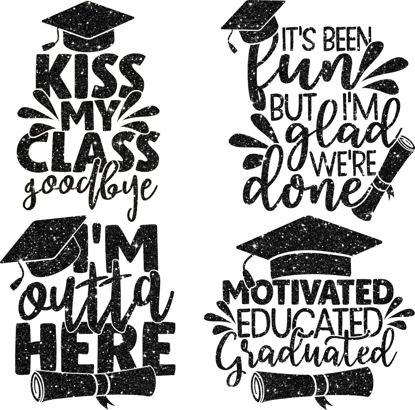 Graduation Sayings or Accents - Black - Half Sheet Misc.