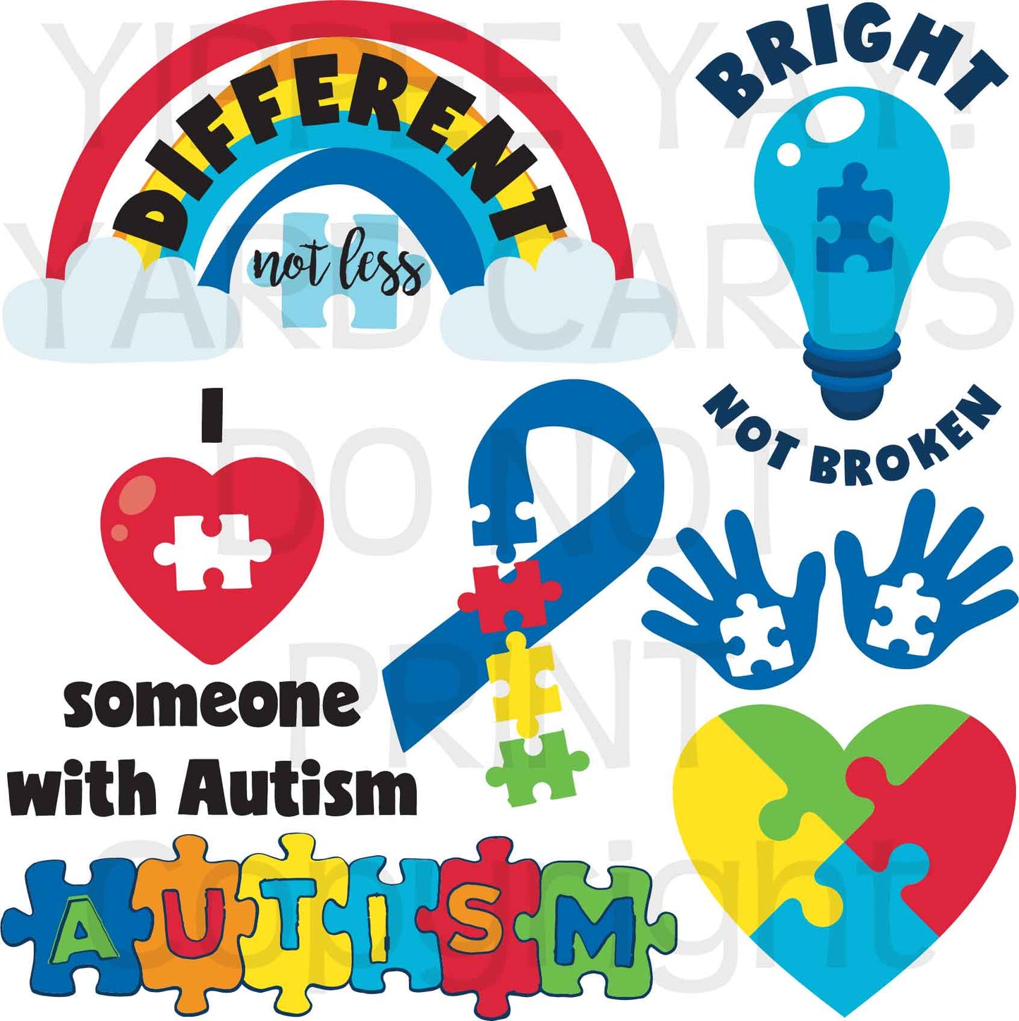 Autism Half Sheet Misc. (Must Purchase 2 Half sheets - You Can Mix & Match)