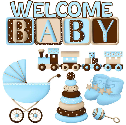 Baby Boy Brown and Blue Half Sheet