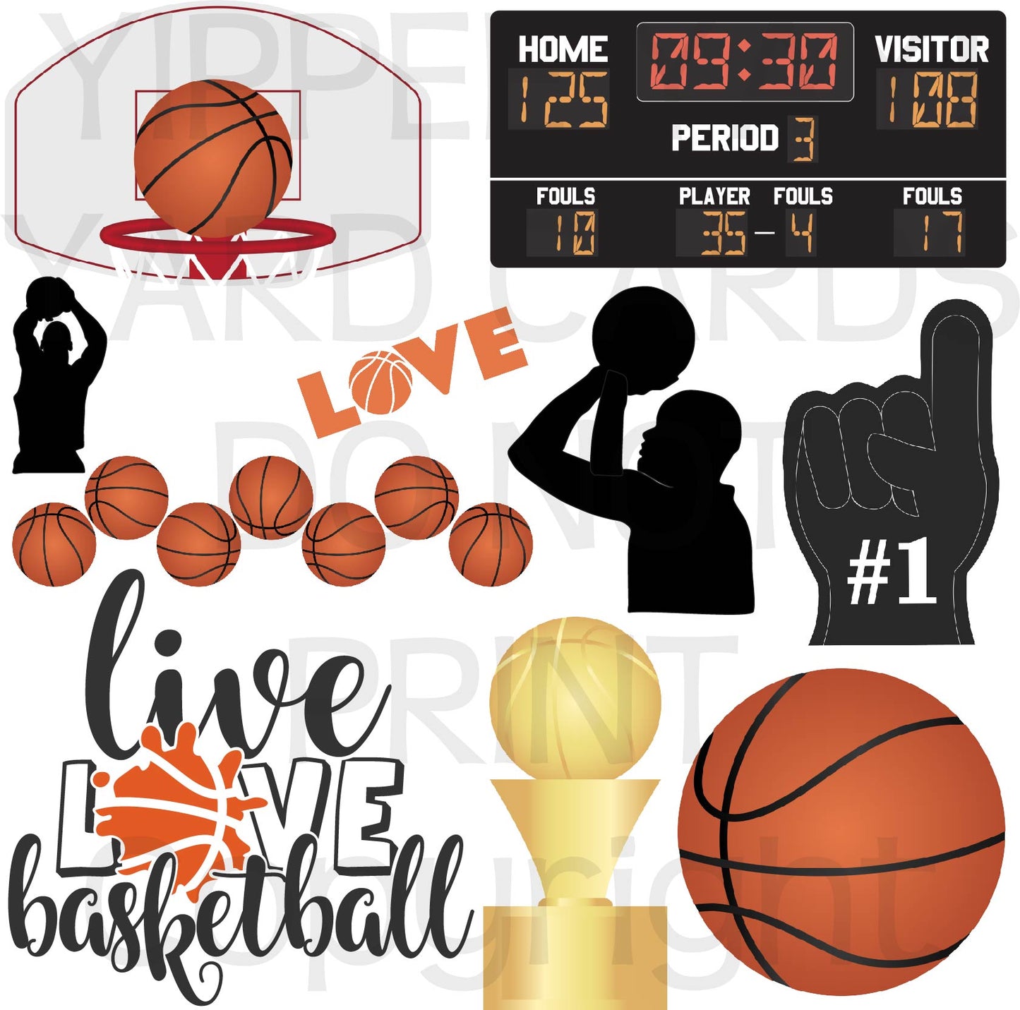 Basketball - Half Sheet Misc. (Must Purchase 2 Half sheets - You Can Mix & Match)