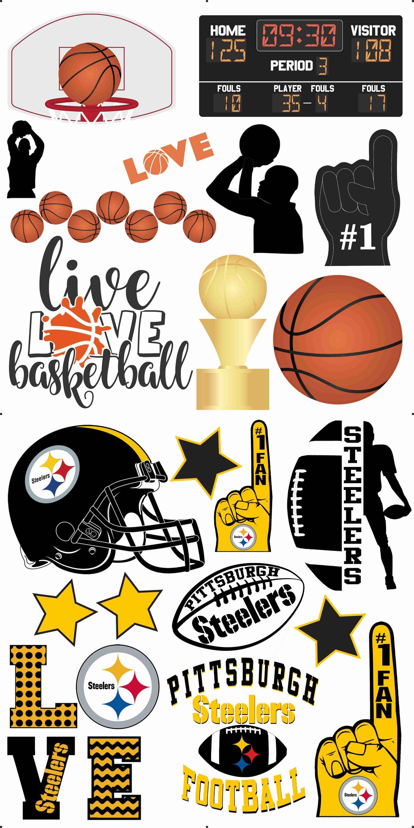 Basketball and Steelers Combo Sheet