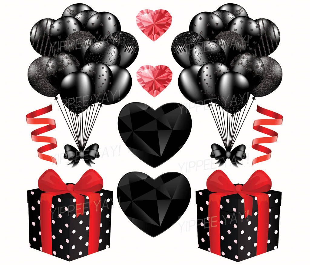 Black Balloons Half Sheet  (Must Purchase 2 Half sheets - You Can Mix & Match)