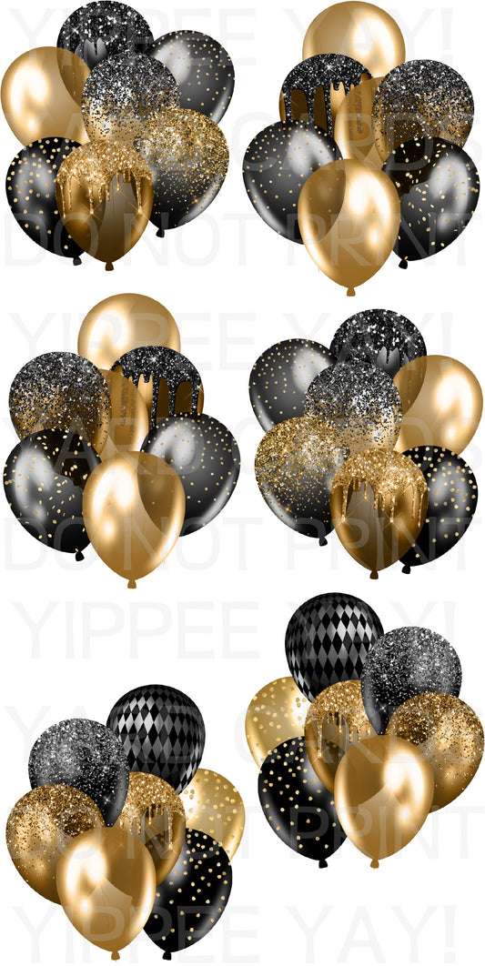 Black and Gold Balloon Bunches