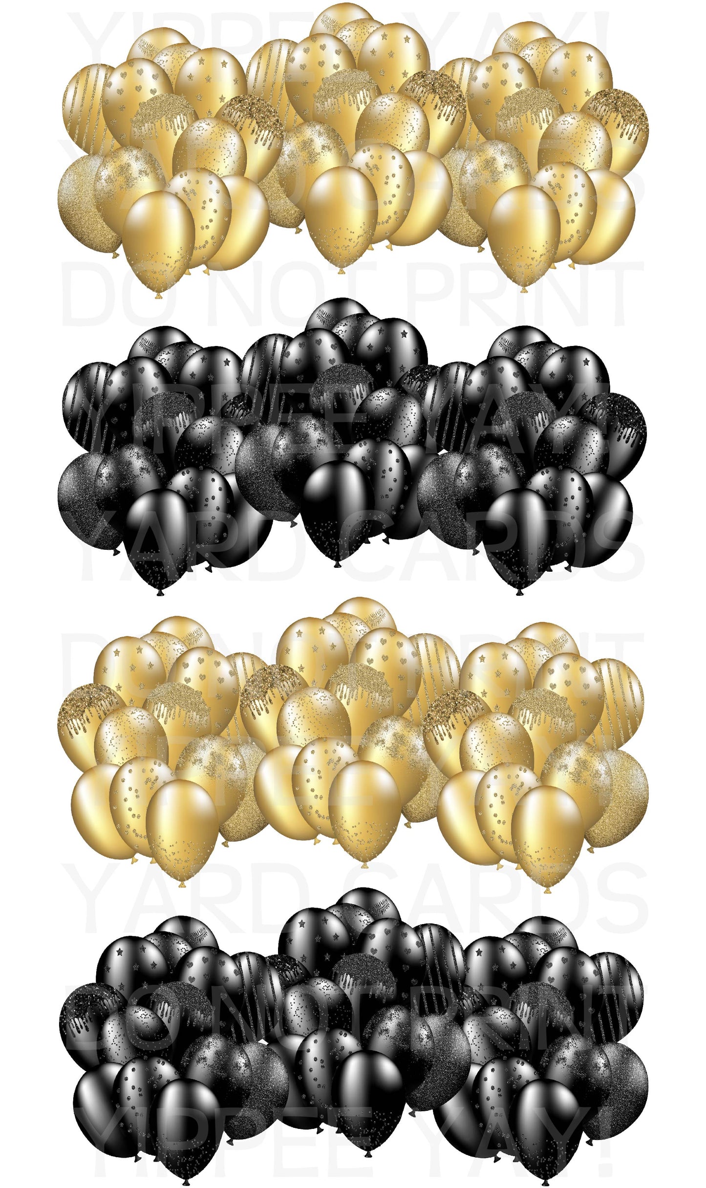 Black and Gold Balloon Clusters 2