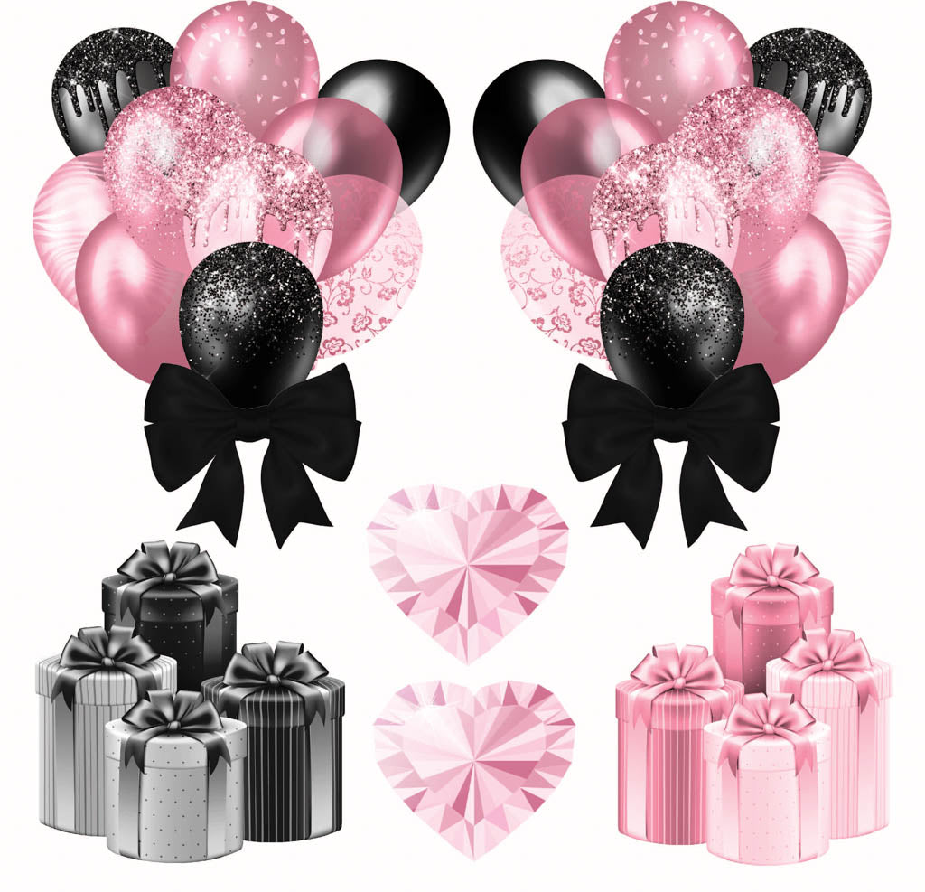 Black and Pink 2 Half Sheet  (Must Purchase 2 Half sheets - You Can Mix & Match)