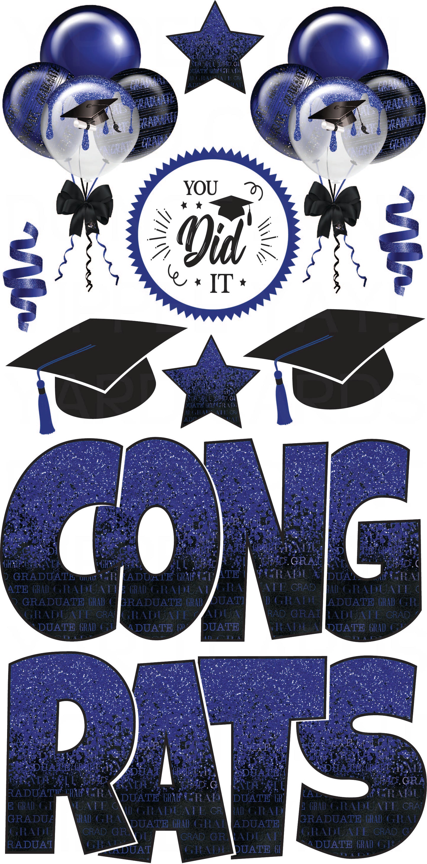Graduation Flair 1 - Set 1 - Black and Blue - Congrats Ez Set