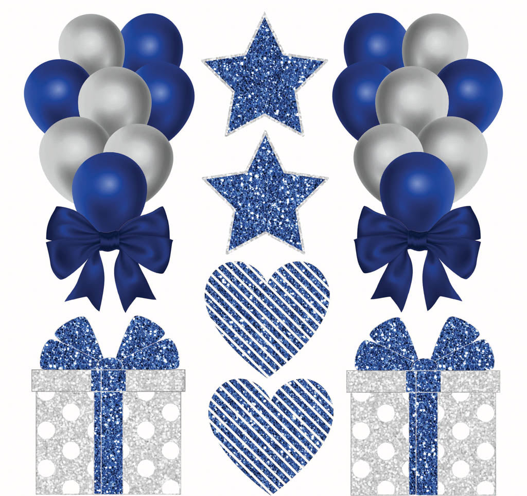 Blue and Silver Balloons 1 Half Sheet  (Must Purchase 2 Half sheets - You Can Mix & Match)