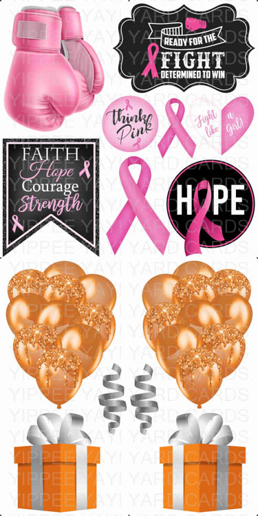 Breast Cancer and Orange and Silver Balloons Combo Sheet
