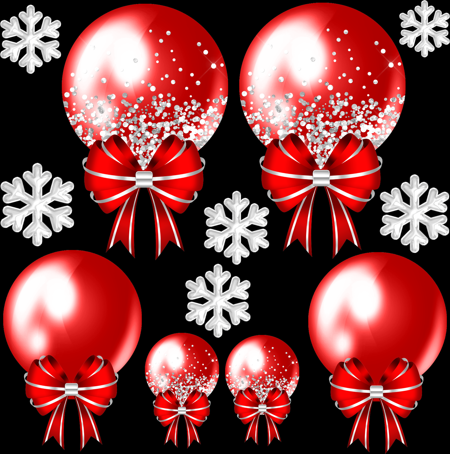 Christmas Balloons Red Set 2b Half Sheet  (Must Purchase 2 Half sheets - You Can Mix & Match)