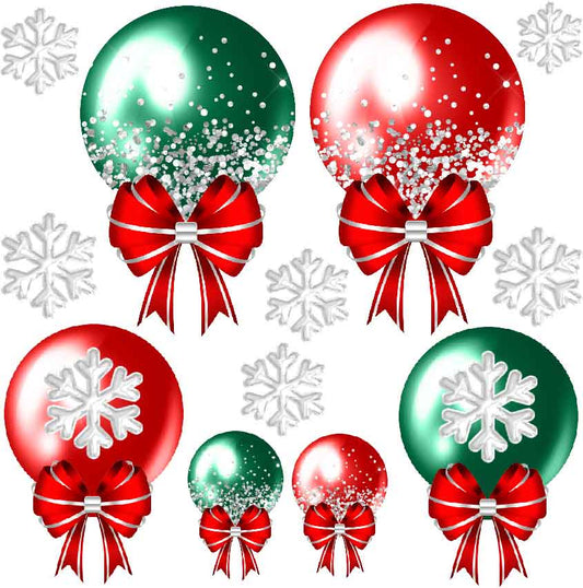 Christmas Balloons Red and Green Set 3 Half Sheet  (Must Purchase 2 Half sheets - You Can Mix & Match)