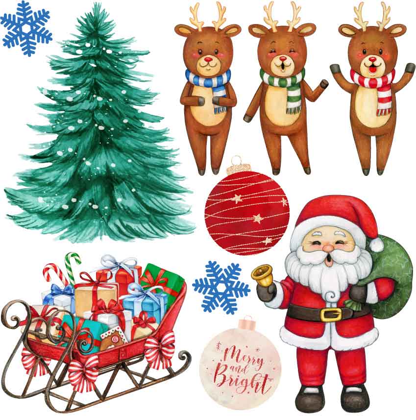 Christmas Set 1 Half Sheet  (Must Purchase 2 Half sheets - You Can Mix & Match)