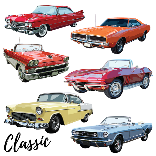 Classic Cars Half Sheet Misc. (Must Purchase 2 Half sheets - You Can Mix & Match)