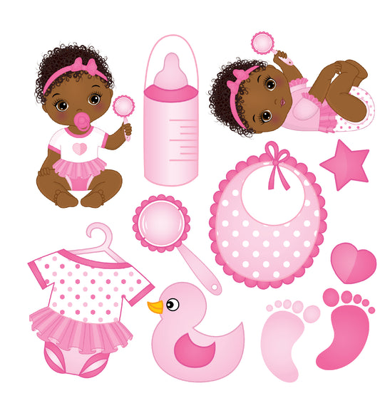 Cute Baby Girl Pink Half Sheet Misc. (Must Purchase 2 Half sheets - You Can Mix & Match)