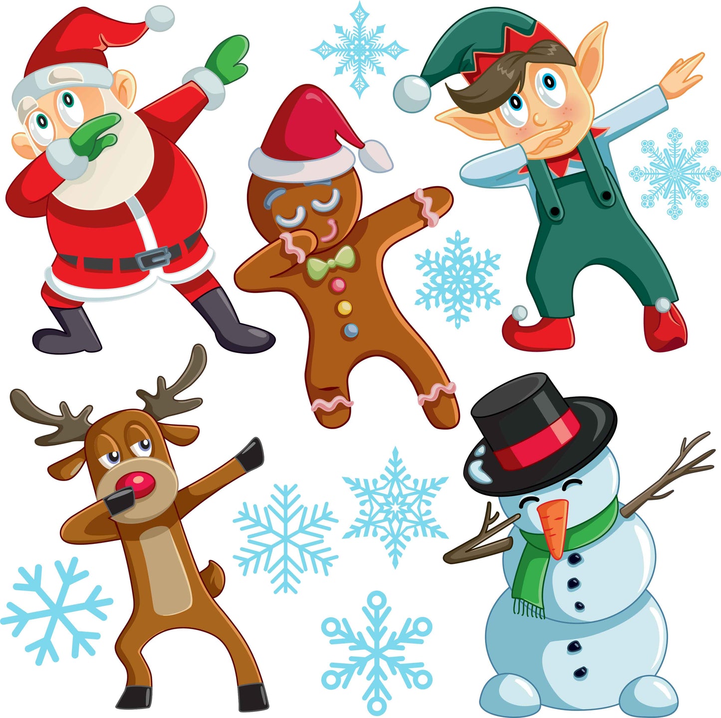 Dabbing Christmas - Santa, Elf, Snowman, Reindeer - Half Sheet  (Must Purchase 2 Half sheets - You Can Mix & Match)