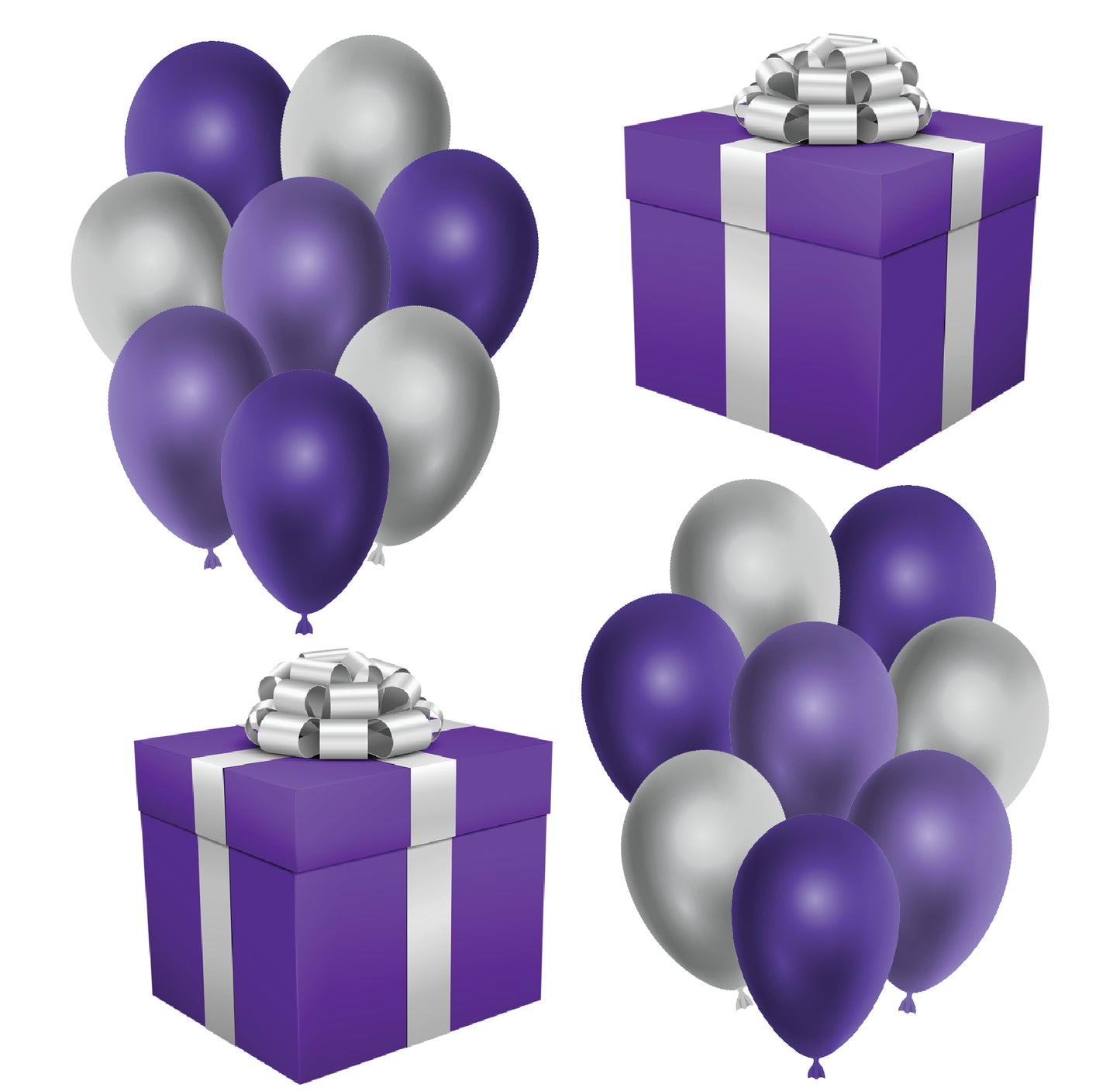 Dark Purple Balloons Half Sheet  (Must Purchase 2 Half sheets - You Can Mix & Match)