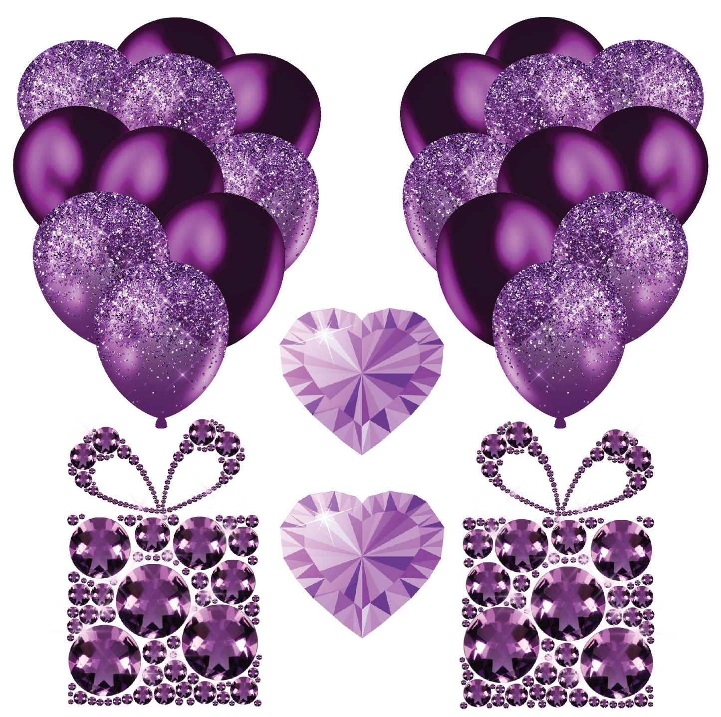 Deep Purple Balloons 2 Half Sheet  (Must Purchase 2 Half sheets - You Can Mix & Match)