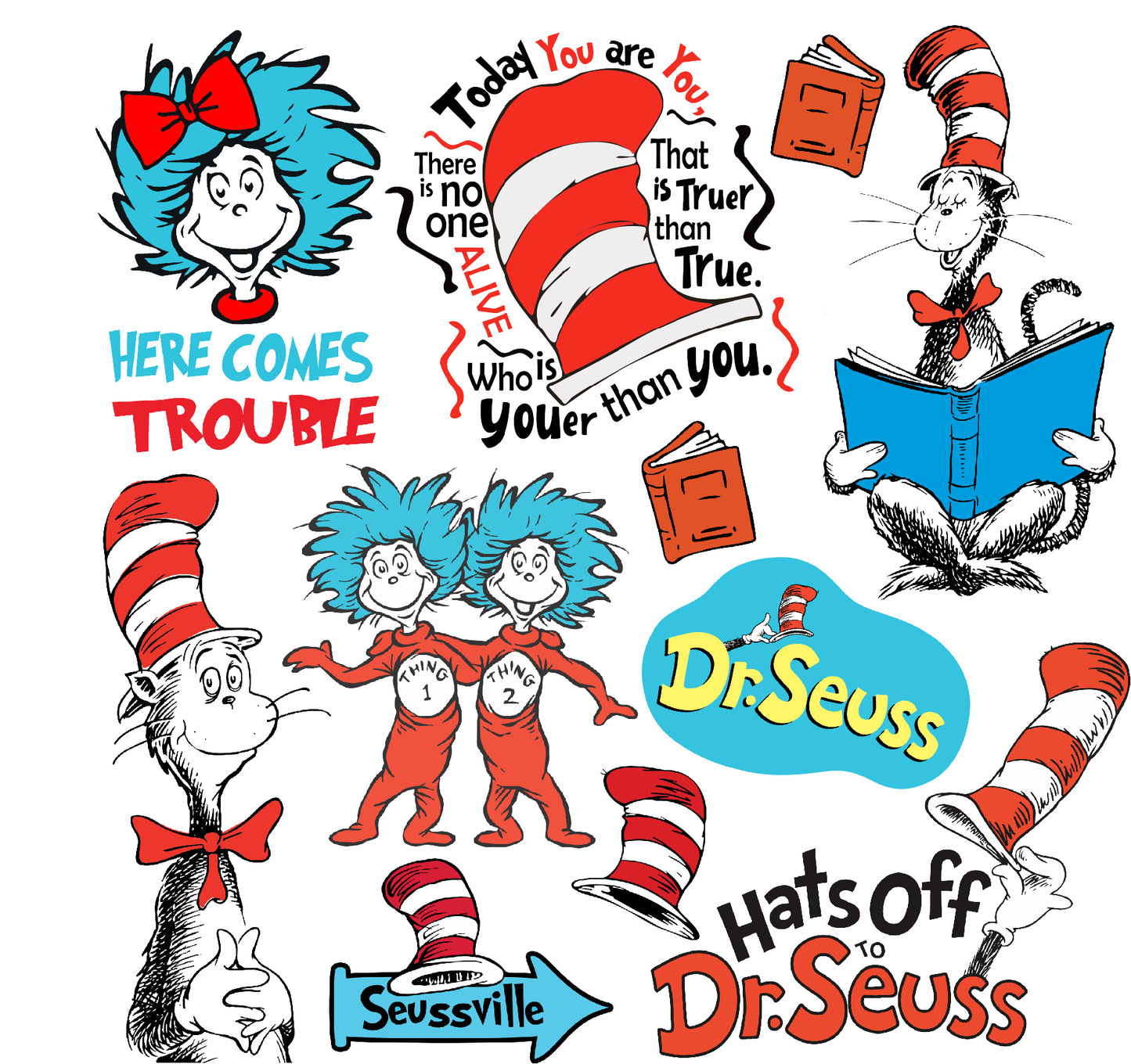 Dr. Seuss Half Sheet Misc. (Must Purchase 2 Half sheets - You Can Mix & Match)