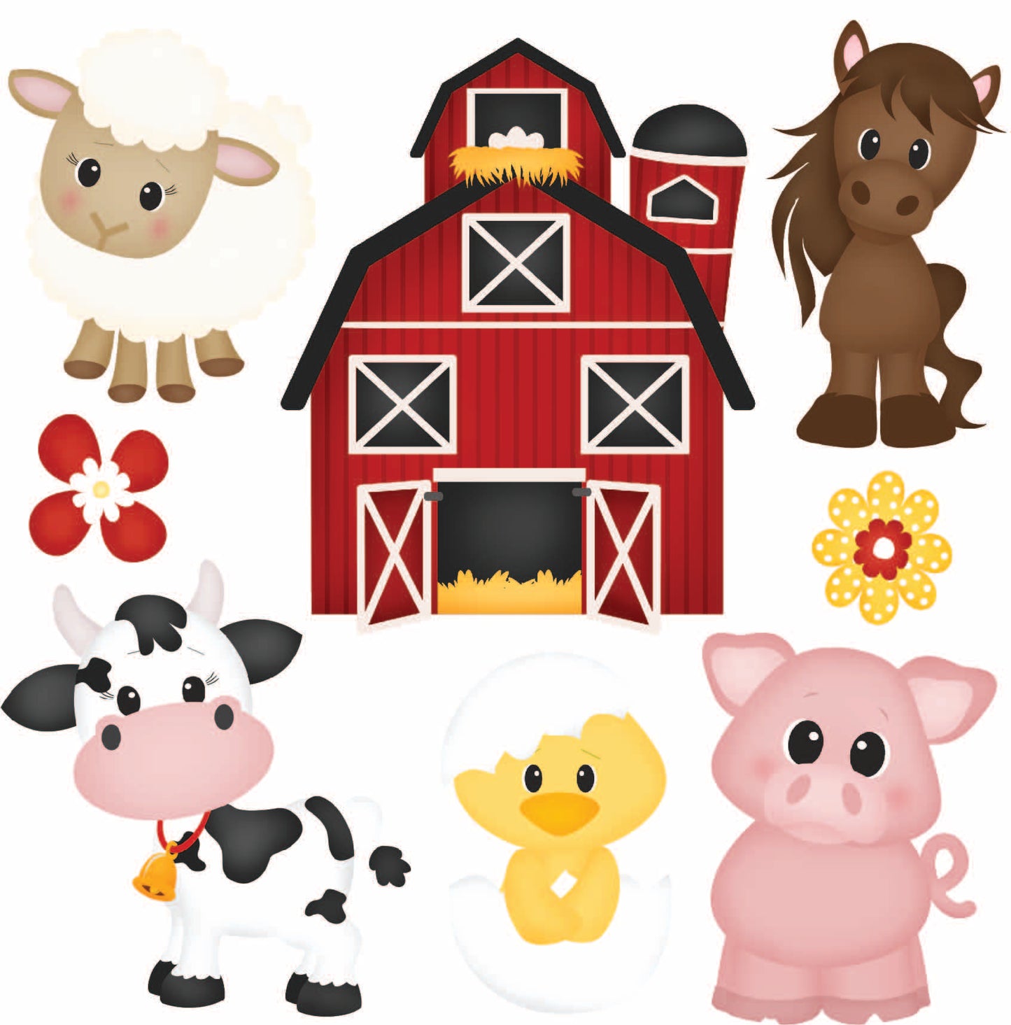 Farm Animals Set 2 Half Sheet Misc. (Must Purchase 2 Half sheets - You Can Mix & Match)