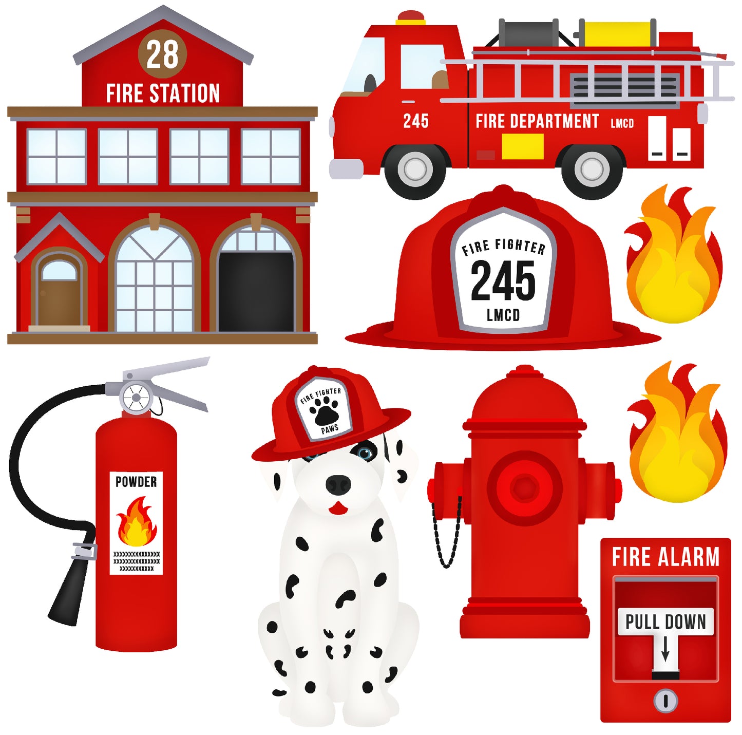 Firefighter Fire Half Sheet Misc. (Must Purchase 2 Half sheets - You Can Mix & Match)