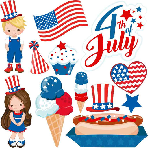 4th Fourth of July Set 2 Half Sheet Misc. (Must Purchase 2 Half sheets - You Can Mix & Match)