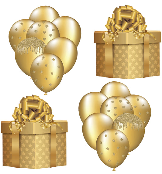 Gold Balloons 1 Half Sheet  (Must Purchase 2 Half sheets - You Can Mix & Match)