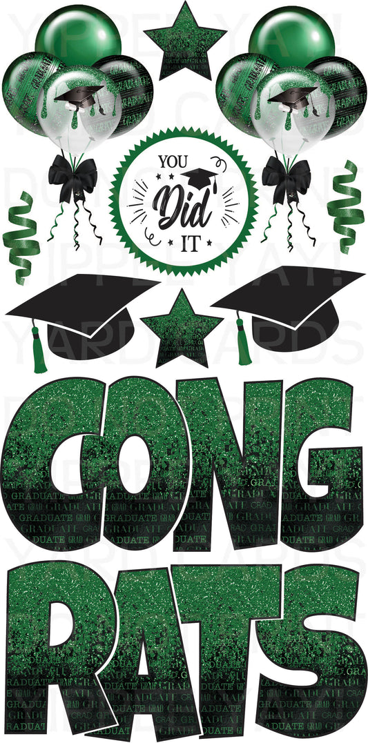 Graduation Flair 1 - Set 1 - Black and Green - Congrats Ez Set