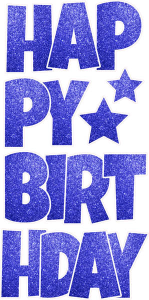 Happy Birthday 6 pc Ez Set Bright Glitter Royal Blue