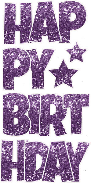 Happy Birthday 6 pc Ez Set CHUNKY GLITTER Purple
