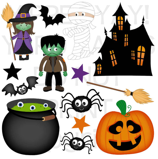 Halloween Set 1 Half Sheet Misc. (Must Purchase 2 Half sheets - You Can Mix & Match)