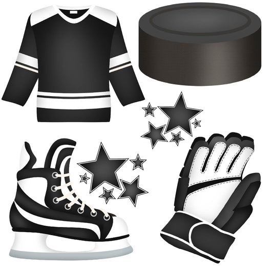 Hockey, Black - Half Sheet Misc. (Must Purchase 2 Half sheets - You Can Mix & Match)