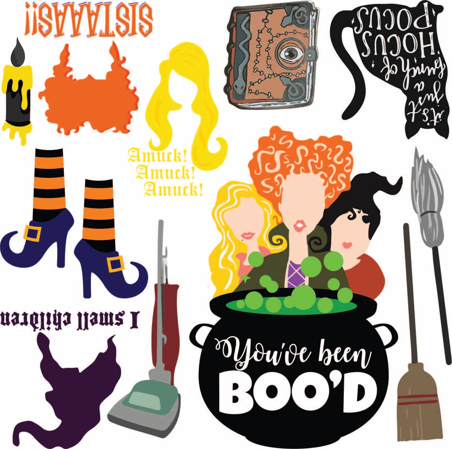 Hocus Pocus - You've Been BOO'd - Halloween Half Sheet Misc. (Must Purchase 2 Half sheets - You Can Mix & Match)