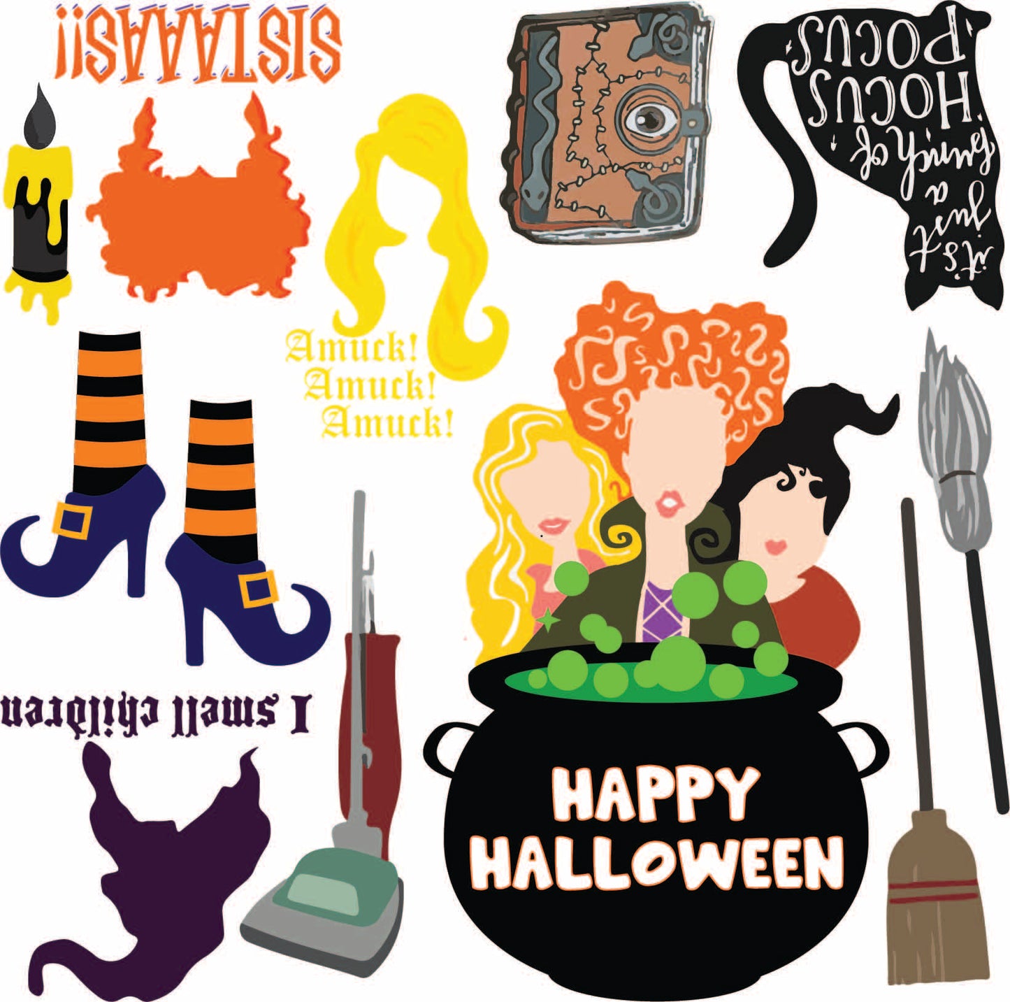 Hocus Pocus - Happy Halloween Half Sheet Misc. (Must Purchase 2 Half sheets - You Can Mix & Match)