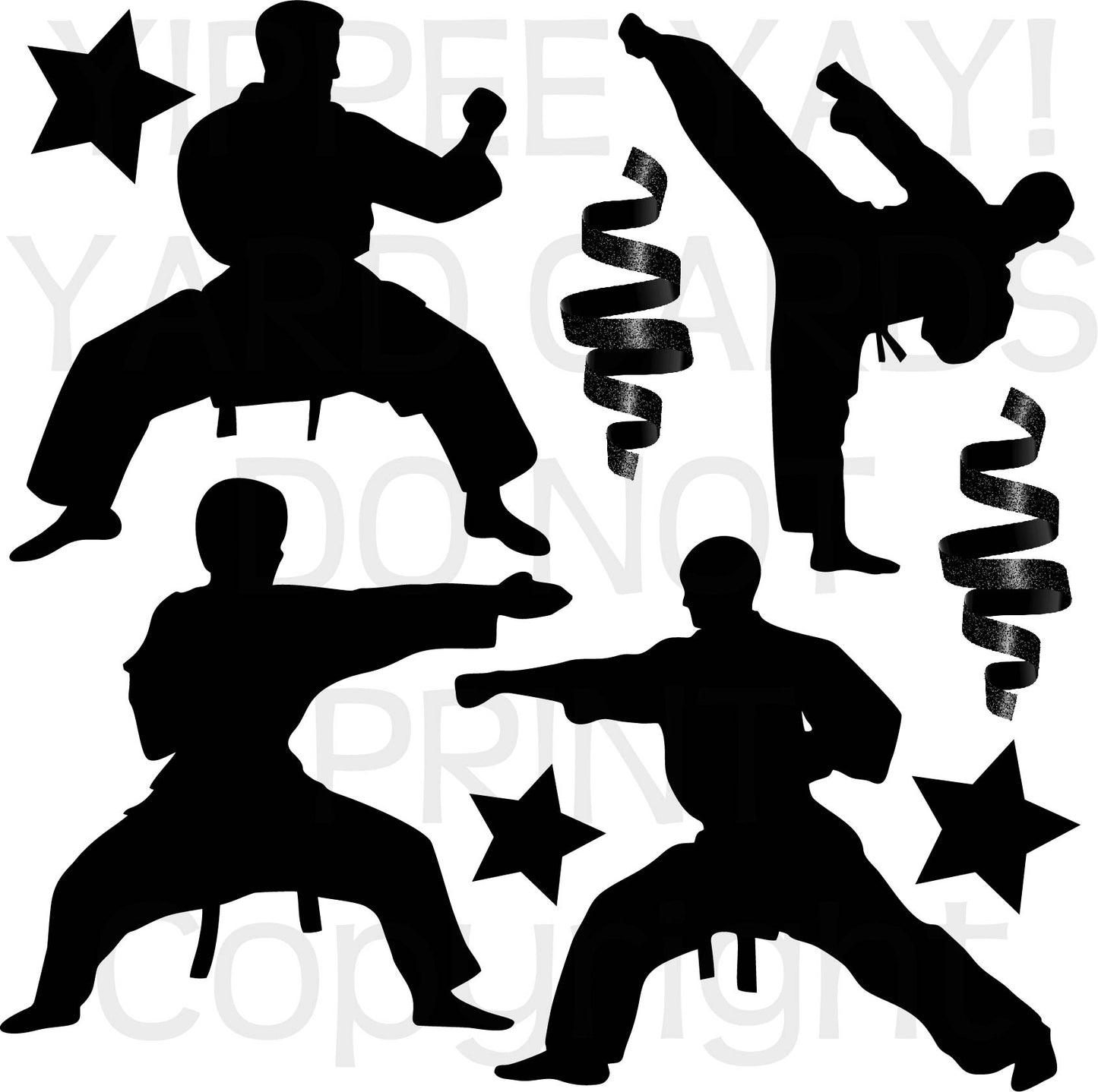 Karate Silhouettes - Half Sheet Misc. (Must Purchase 2 Half sheets - You Can Mix & Match)