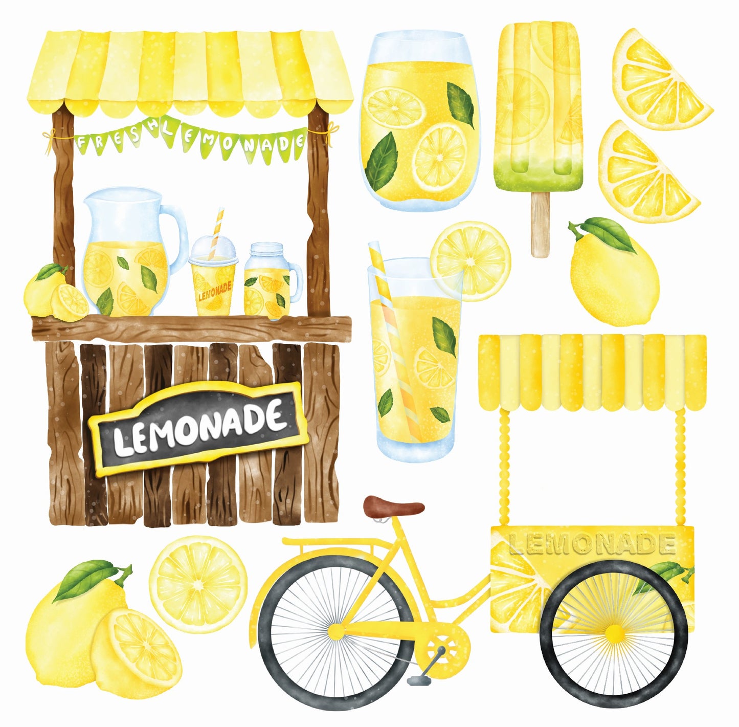 Lemonade Stand Half Sheet Misc. (Must Purchase 2 Half sheets - You Can Mix & Match)