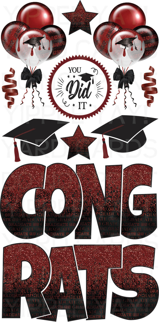 Graduation Flair 1 - Set 1 - Black and Maroon - Congrats Ez Set