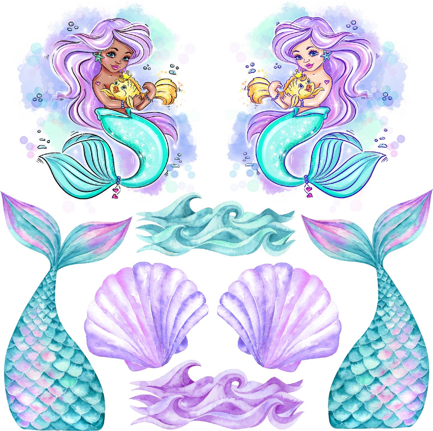 Mermaids 4 Half Sheet Misc. (Must Purchase 2 Half sheets - You Can Mix & Match)