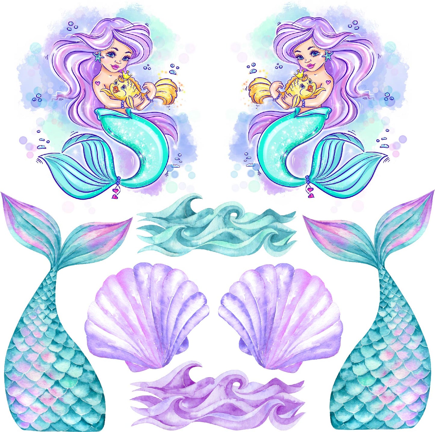 Mermaids 3 Half Sheet Misc. (Must Purchase 2 Half sheets - You Can Mix & Match)